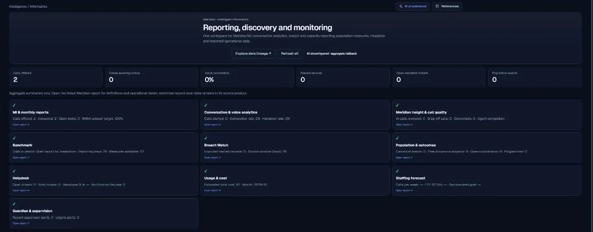 Meridian Intelligence interface context