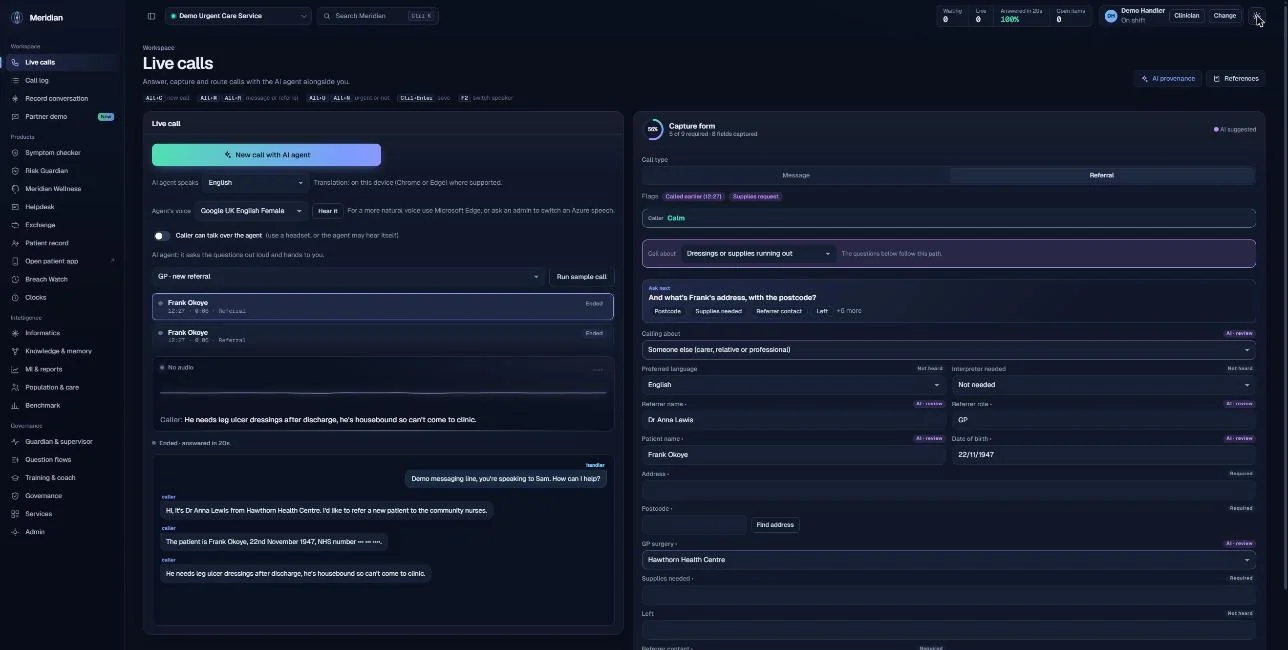 Meridian Voice product screen
