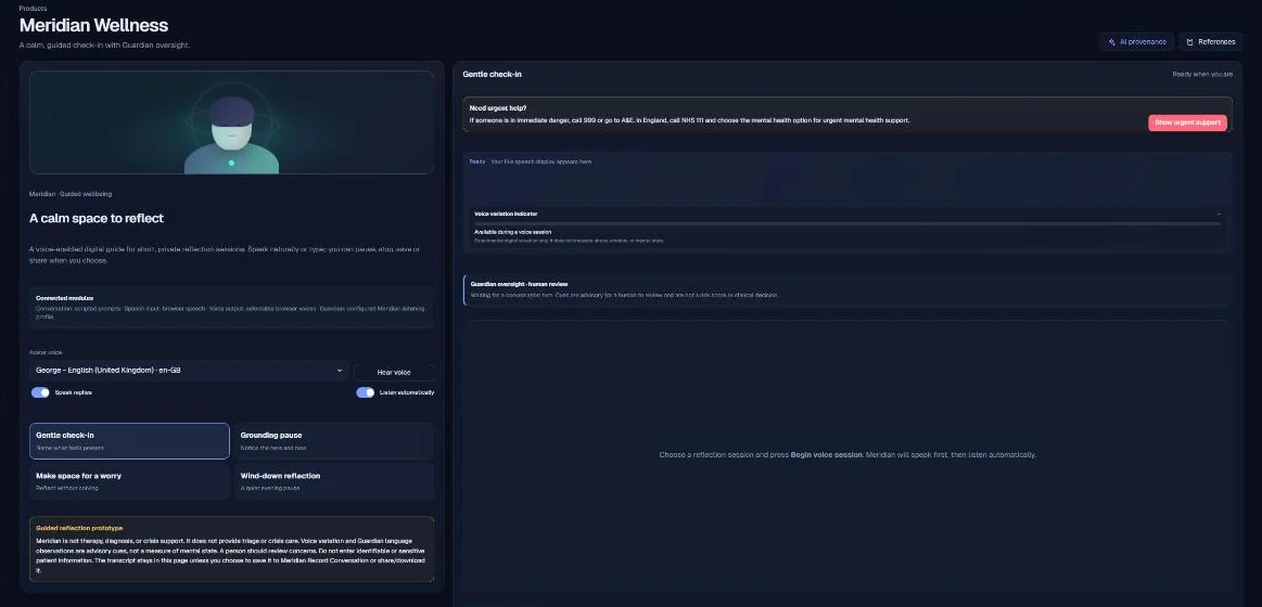 Meridian Wellness interface context